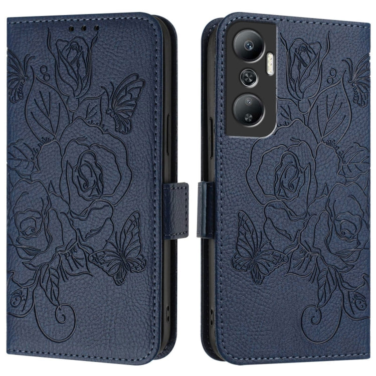 For Infinix Hot 20 4G Embossed Rose RFID Anti-theft Leather Phone Case