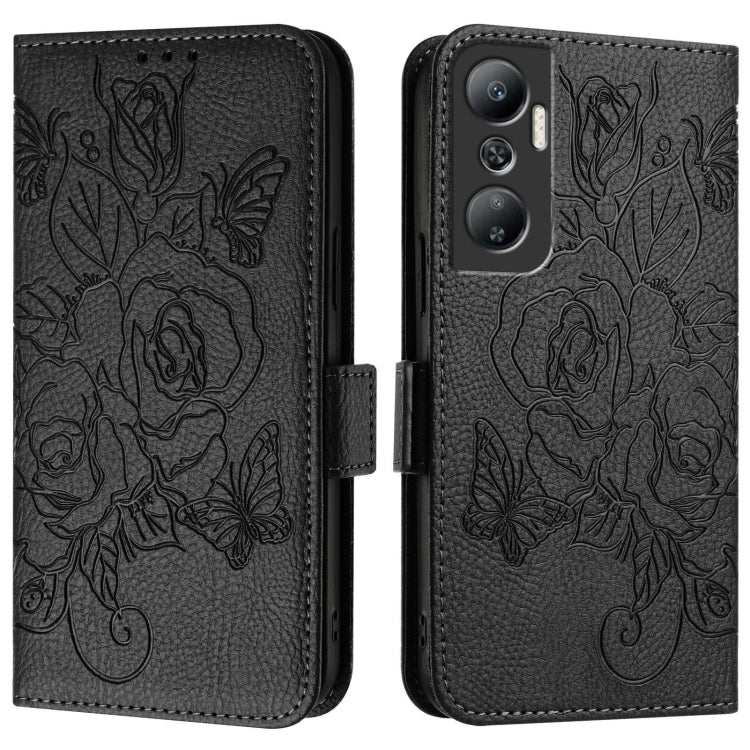 For Infinix Hot 20 4G Embossed Rose RFID Anti-theft Leather Phone Case
