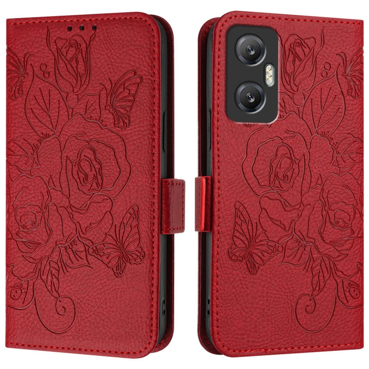 For Infinix Hot 20 5G Embossed Rose RFID Anti-theft Leather Phone Case
