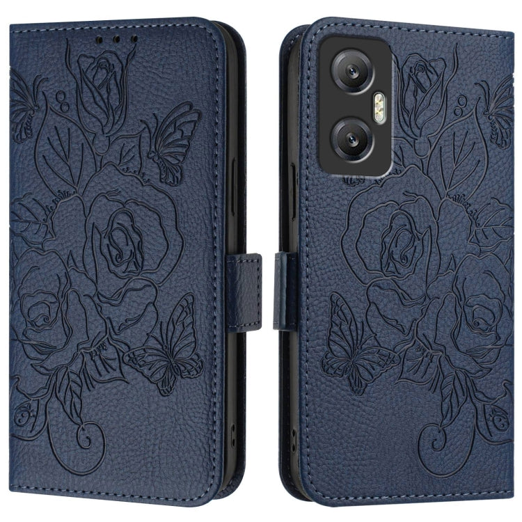 For Infinix Hot 20 5G Embossed Rose RFID Anti-theft Leather Phone Case