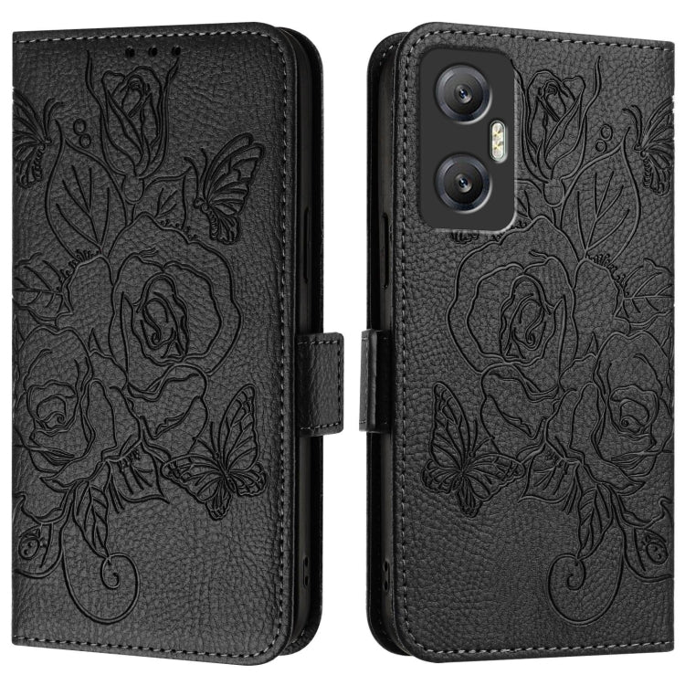For Infinix Hot 20 5G Embossed Rose RFID Anti-theft Leather Phone Case