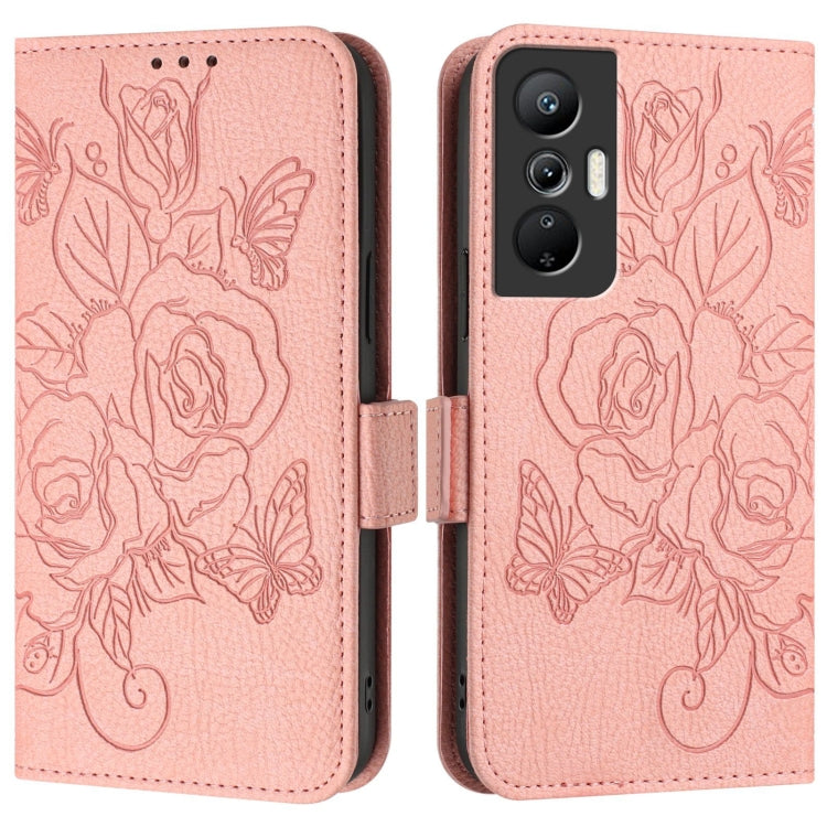 For Infinix Hot 20s / 20 Pro Embossed Rose RFID Anti-theft Leather Phone Case