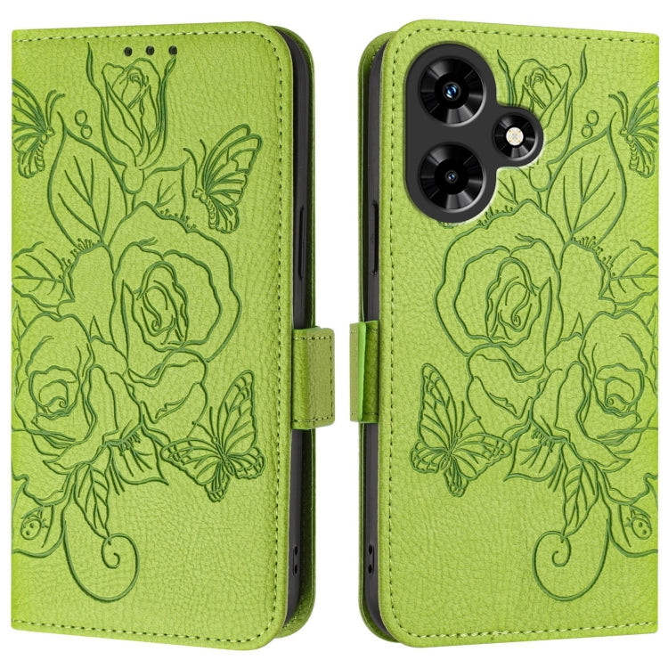 For Infinix Hot 30 4G Embossed Rose RFID Anti-theft Leather Phone Case