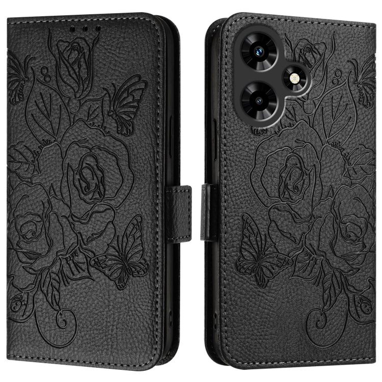 For Infinix Hot 30 4G Embossed Rose RFID Anti-theft Leather Phone Case