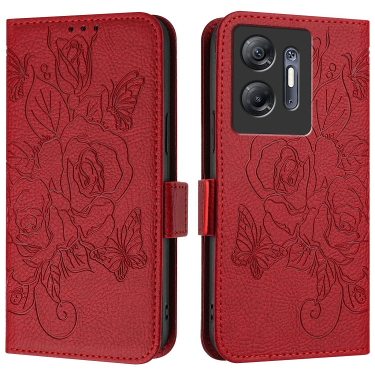 For Infinix Hot 30 5G Embossed Rose RFID Anti-theft Leather Phone Case