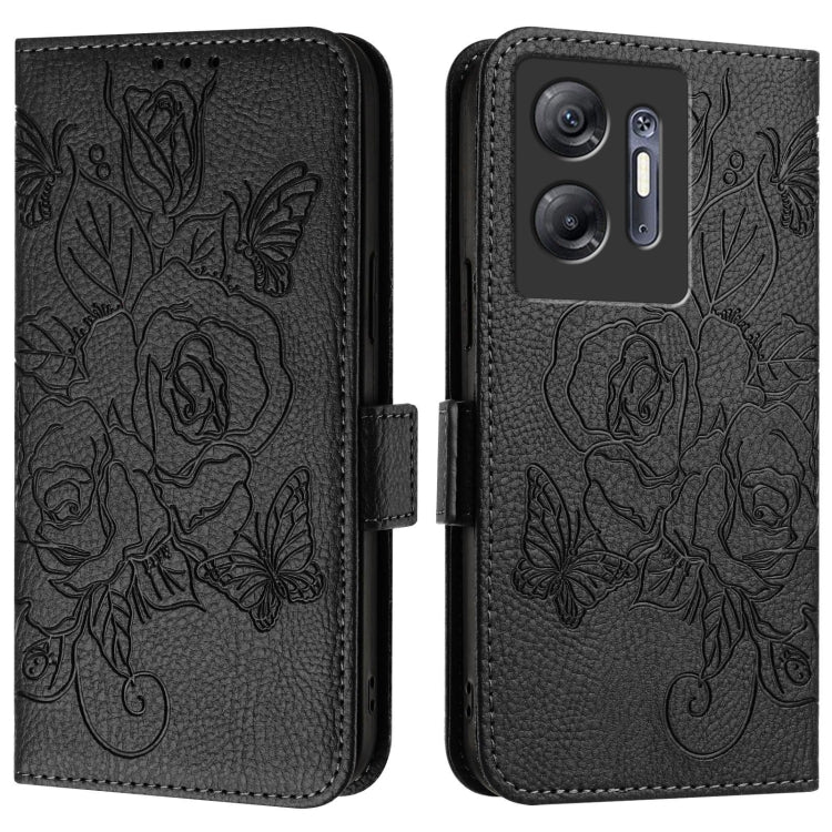 For Infinix Hot 30 5G Embossed Rose RFID Anti-theft Leather Phone Case