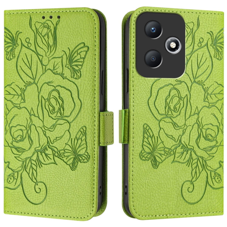 For Infinix Hot 30 Play / 30 Play NFC Embossed Rose RFID Anti-theft Leather Phone Case