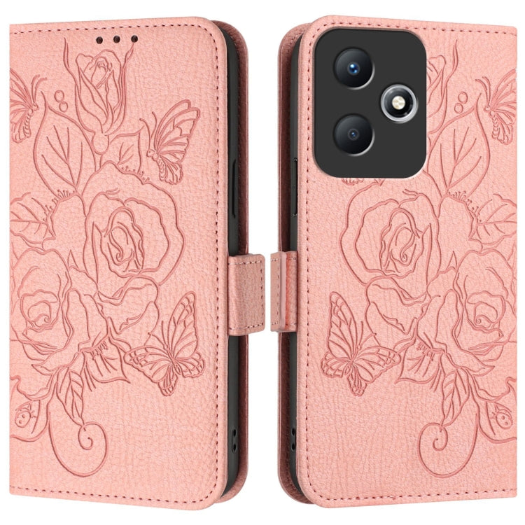 For Infinix Hot 30 Play / 30 Play NFC Embossed Rose RFID Anti-theft Leather Phone Case