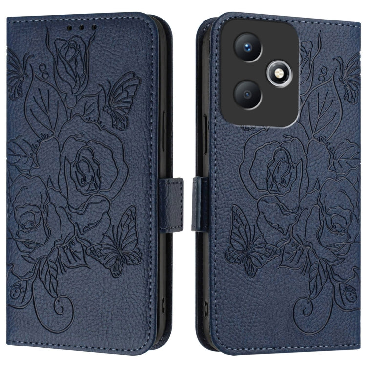 For Infinix Hot 30 Play / 30 Play NFC Embossed Rose RFID Anti-theft Leather Phone Case