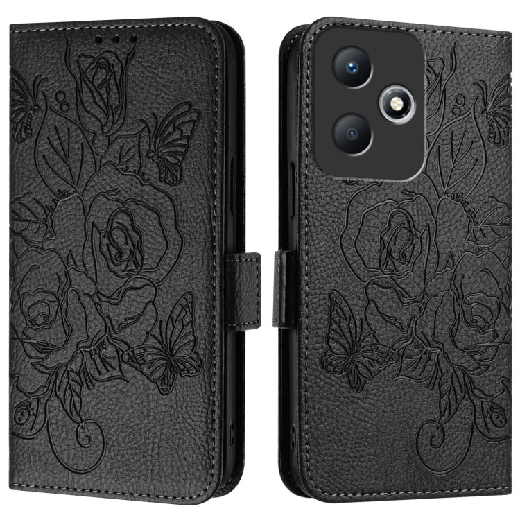 For Infinix Hot 30 Play / 30 Play NFC Embossed Rose RFID Anti-theft Leather Phone Case