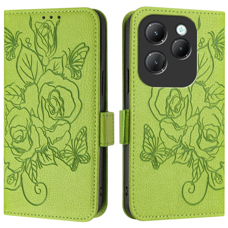 For Infinix Hot 40 / 40 Pro Embossed Rose RFID Anti-theft Leather Phone Case