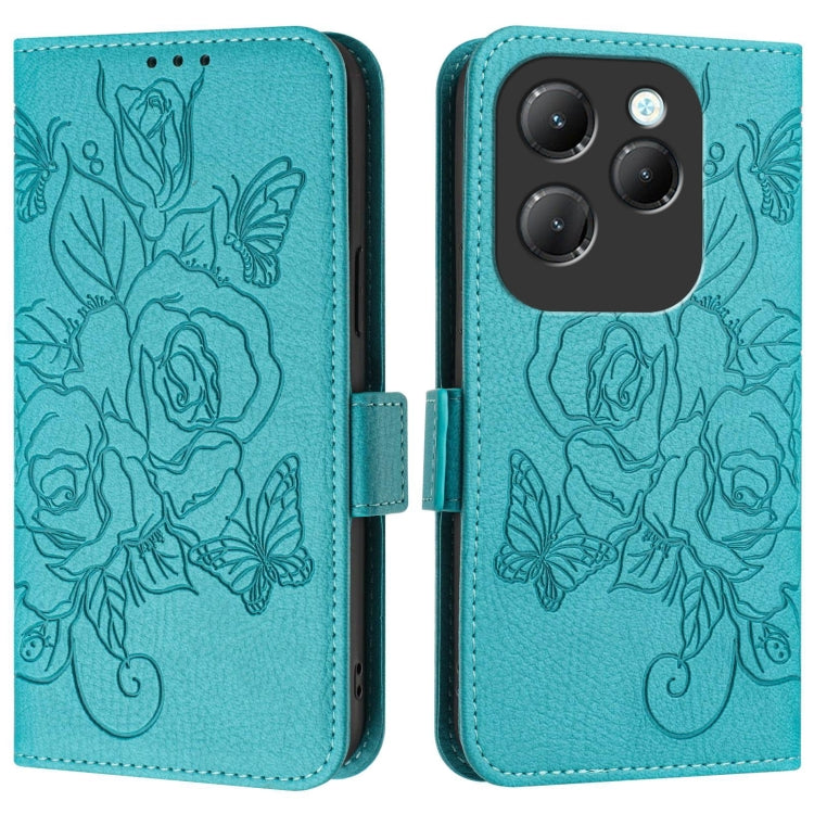 For Infinix Hot 40 / 40 Pro Embossed Rose RFID Anti-theft Leather Phone Case