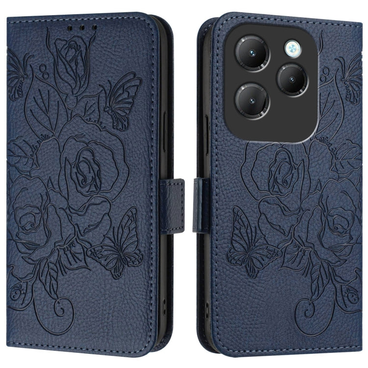 For Infinix Hot 40 / 40 Pro Embossed Rose RFID Anti-theft Leather Phone Case