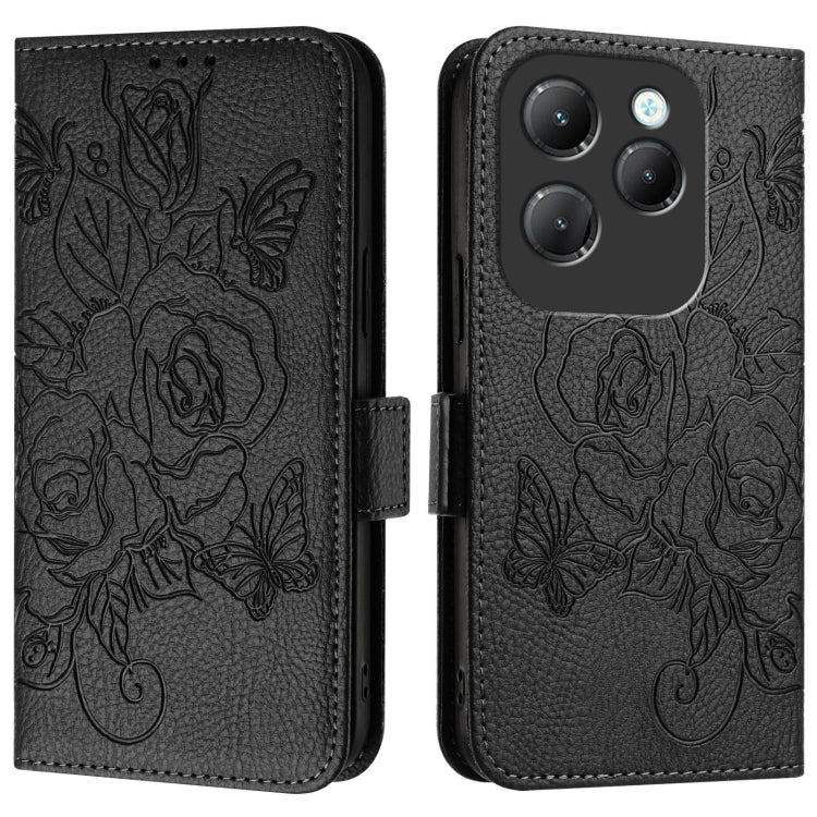For Infinix Hot 40 / 40 Pro Embossed Rose RFID Anti-theft Leather Phone Case