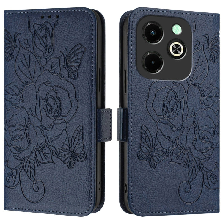 For Infinix Hot 40i Embossed Rose RFID Anti-theft Leather Phone Case