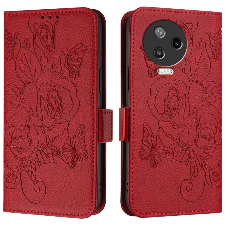 For Infinix Note 12 Pro 4G / Note 12 2023 Embossed Rose RFID Anti-theft Leather Phone Case
