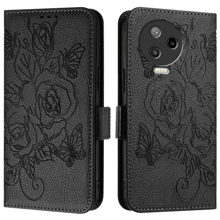 For Infinix Note 12 Pro 4G / Note 12 2023 Embossed Rose RFID Anti-theft Leather Phone Case