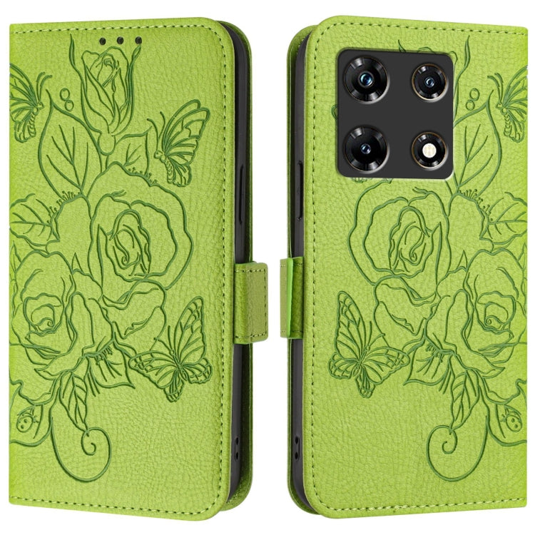 For Infinix Note 30 Pro / Note 30 5G Embossed Rose RFID Anti-theft Leather Phone Case
