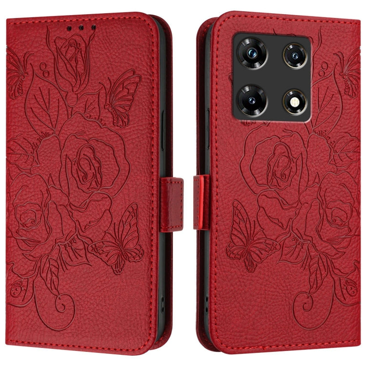 For Infinix Note 30 Pro / Note 30 5G Embossed Rose RFID Anti-theft Leather Phone Case