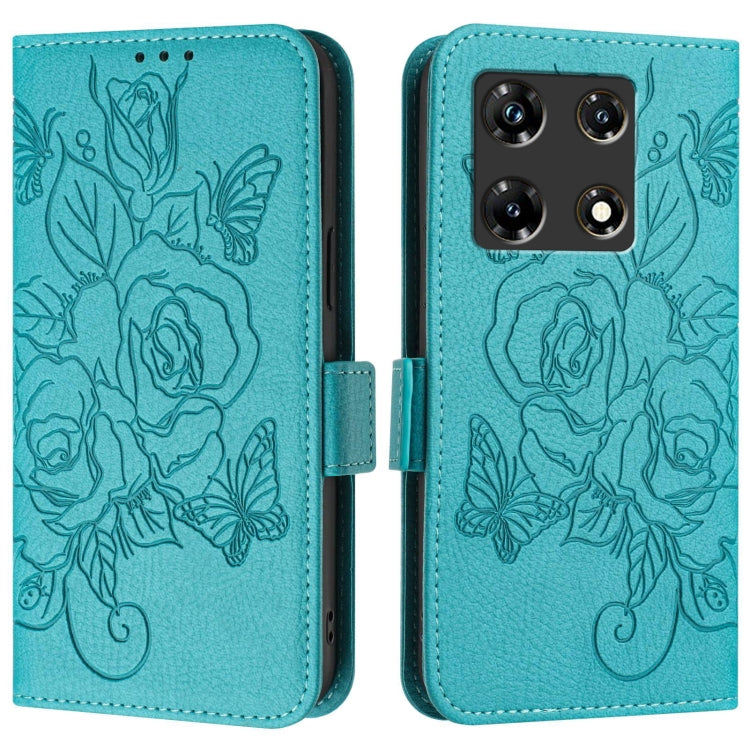For Infinix Note 30 Pro / Note 30 5G Embossed Rose RFID Anti-theft Leather Phone Case