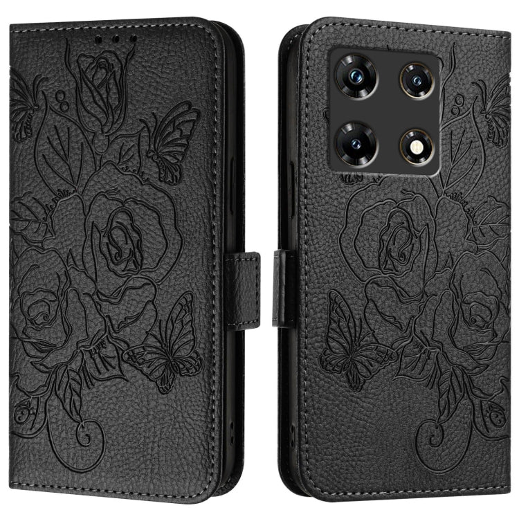 For Infinix Note 30 Pro / Note 30 5G Embossed Rose RFID Anti-theft Leather Phone Case