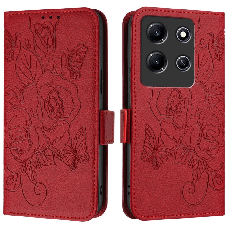 For Infinix Note 30i Embossed Rose RFID Anti-theft Leather Phone Case