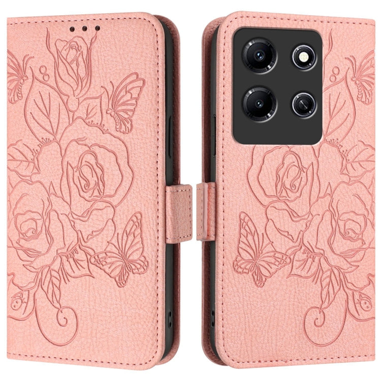 For Infinix Note 30i Embossed Rose RFID Anti-theft Leather Phone Case
