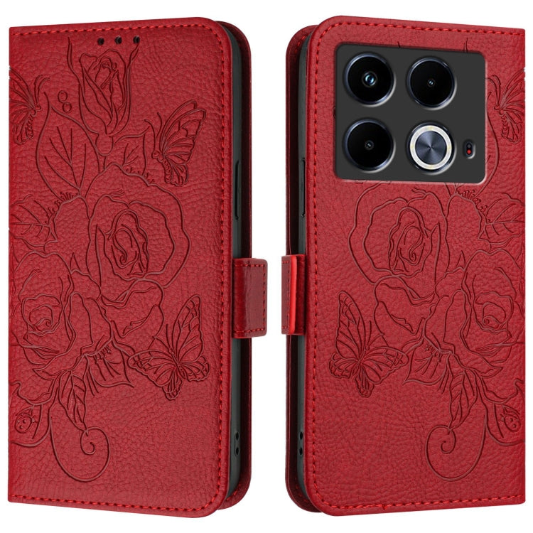 For Infinix Note 40 4G Embossed Rose RFID Anti-theft Leather Phone Case