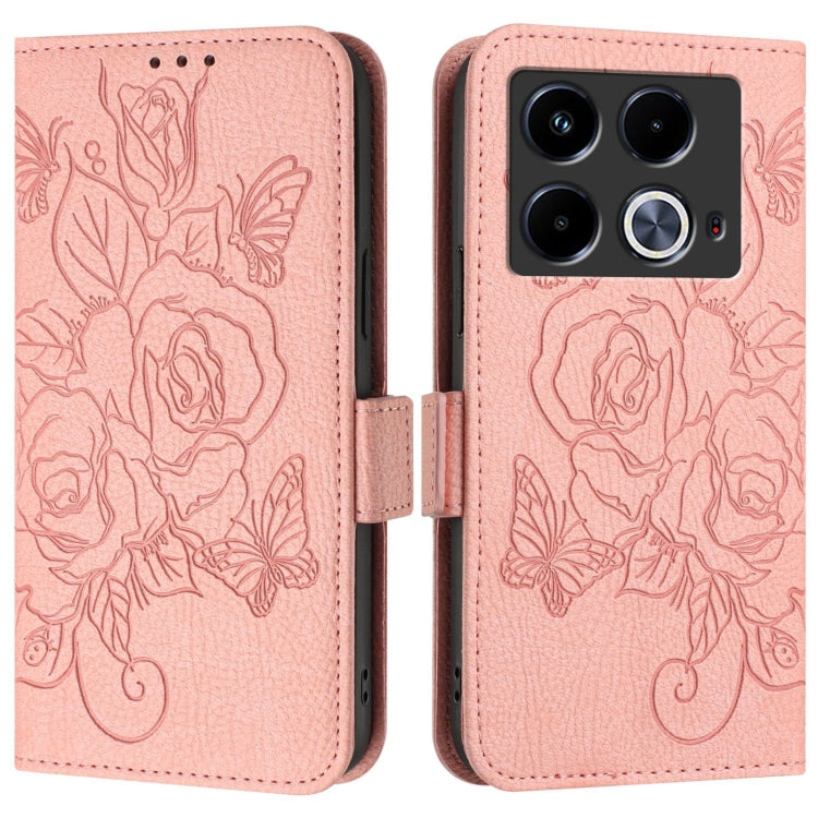 For Infinix Note 40 4G Embossed Rose RFID Anti-theft Leather Phone Case