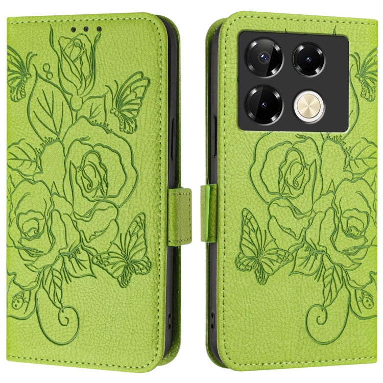 For Infinix Note 40 Pro 5G Embossed Rose RFID Anti-theft Leather Phone Case