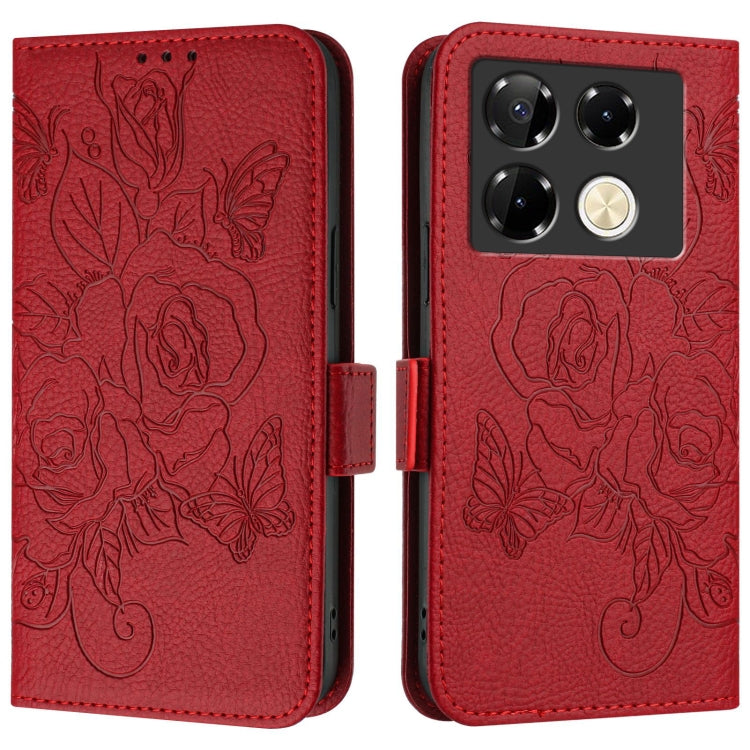 For Infinix Note 40 Pro 5G Embossed Rose RFID Anti-theft Leather Phone Case
