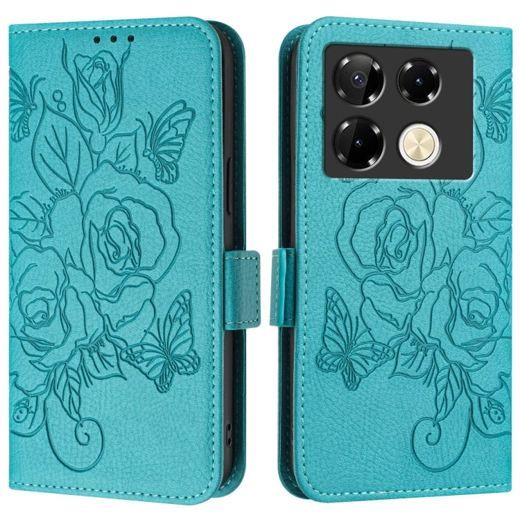 For Infinix Note 40 Pro 5G Embossed Rose RFID Anti-theft Leather Phone Case