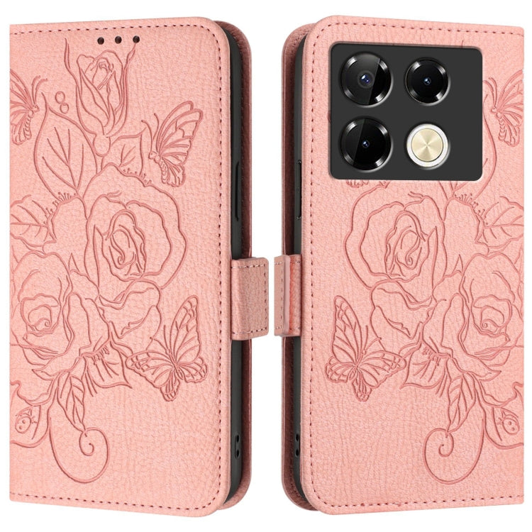 For Infinix Note 40 Pro 5G Embossed Rose RFID Anti-theft Leather Phone Case
