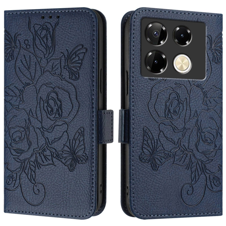 For Infinix Note 40 Pro 5G Embossed Rose RFID Anti-theft Leather Phone Case
