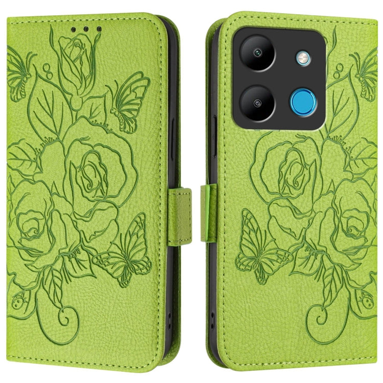For Infinix Smart 7 Embossed Rose RFID Anti-theft Leather Phone Case