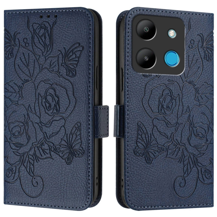 For Infinix Smart 7 Embossed Rose RFID Anti-theft Leather Phone Case