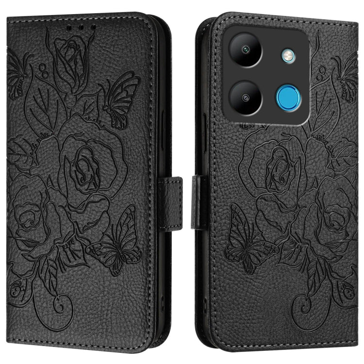 For Infinix Smart 7 Embossed Rose RFID Anti-theft Leather Phone Case