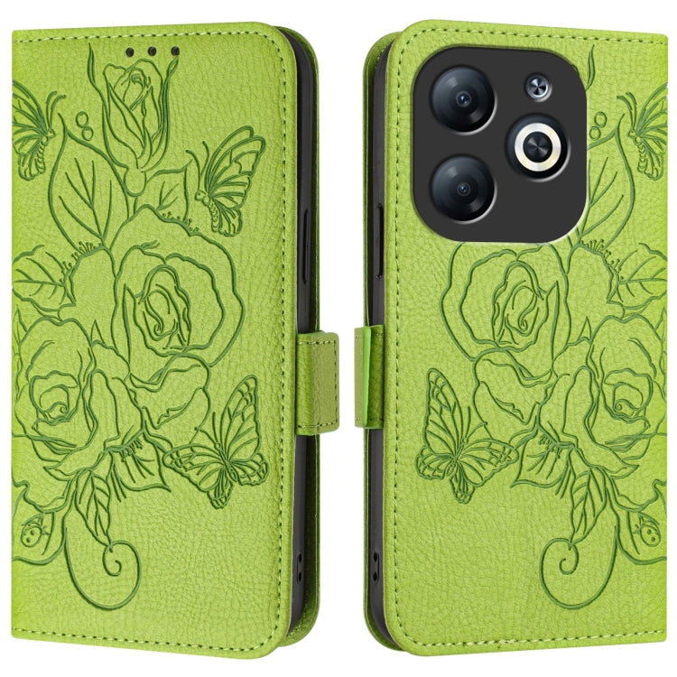 For Infinix Smart 8 Embossed Rose RFID Anti-theft Leather Phone Case