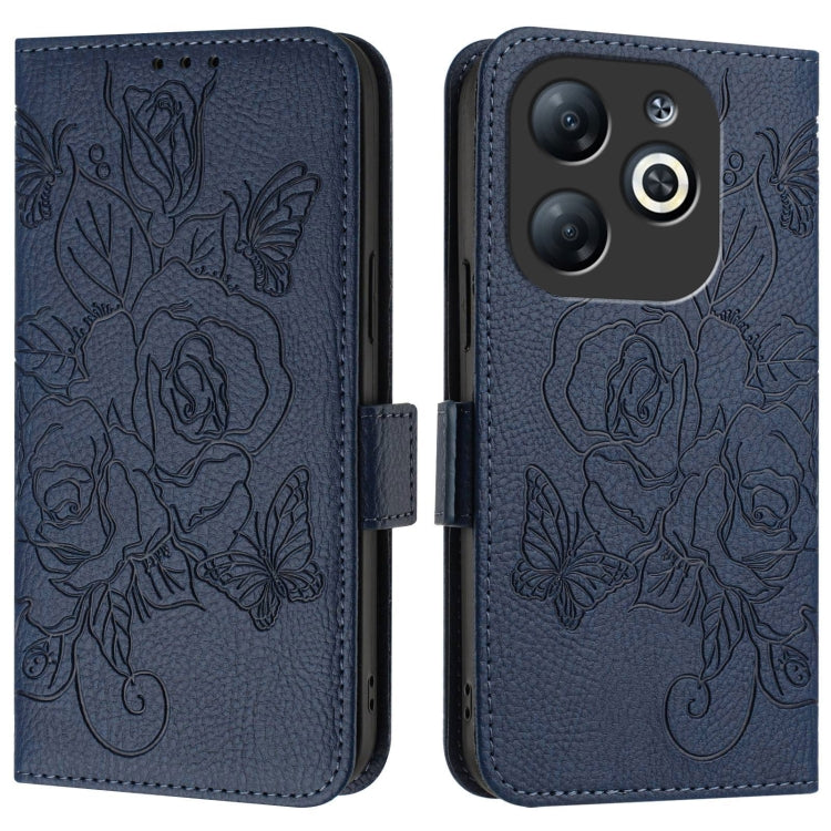 For Infinix Smart 8 Embossed Rose RFID Anti-theft Leather Phone Case