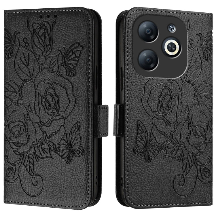 For Infinix Smart 8 Embossed Rose RFID Anti-theft Leather Phone Case