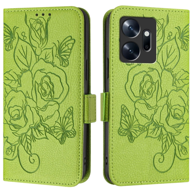 For Infinix Zero 20 Embossed Rose RFID Anti-theft Leather Phone Case