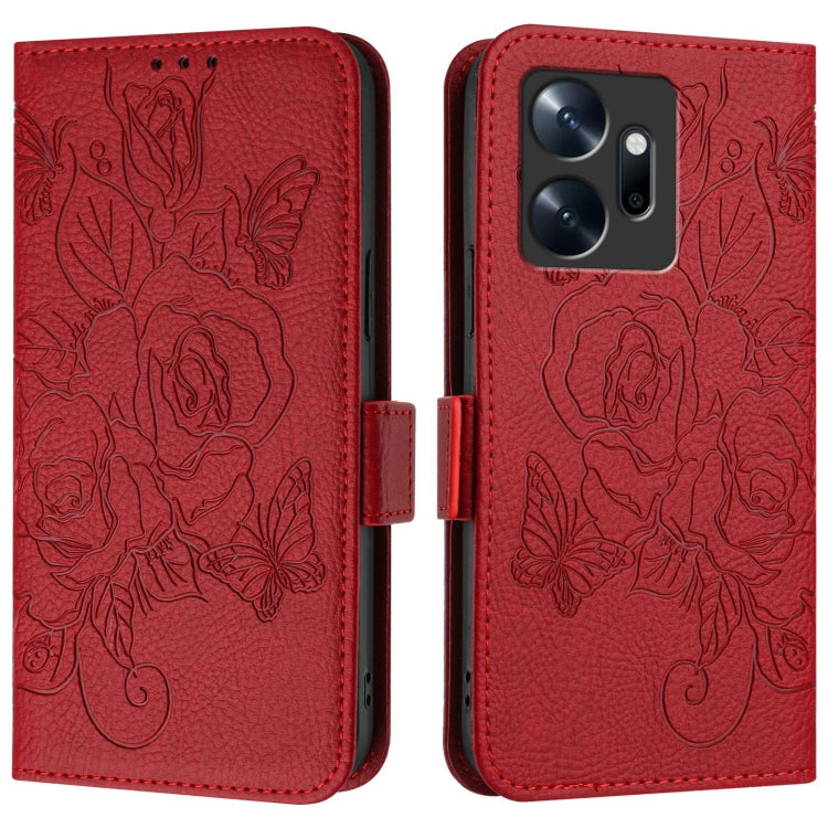 For Infinix Zero 20 Embossed Rose RFID Anti-theft Leather Phone Case