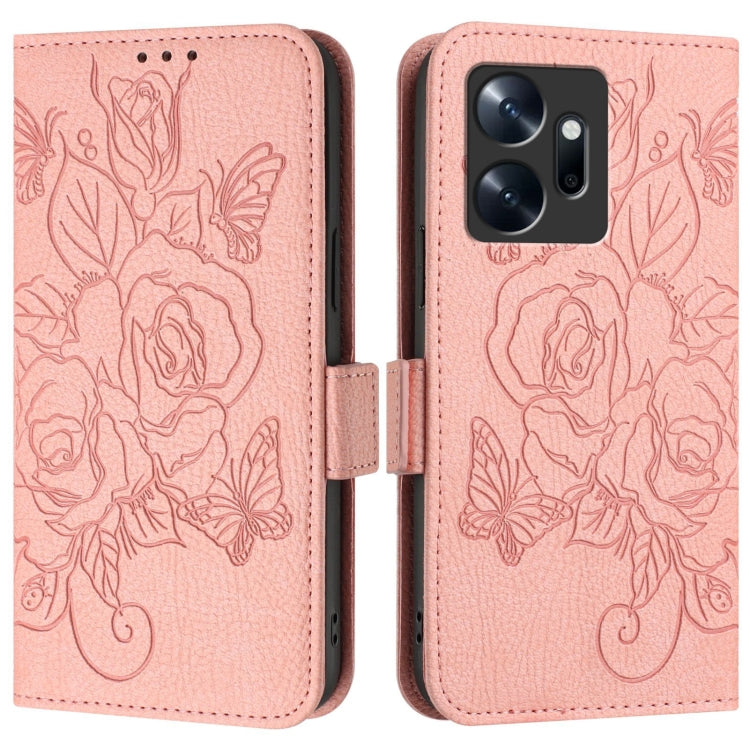 For Infinix Zero 20 Embossed Rose RFID Anti-theft Leather Phone Case