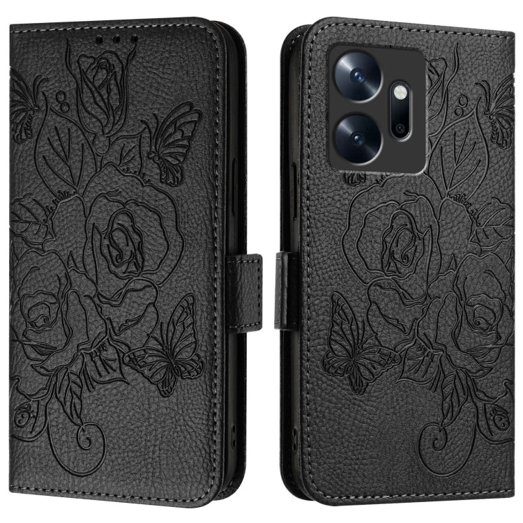 For Infinix Zero 20 Embossed Rose RFID Anti-theft Leather Phone Case