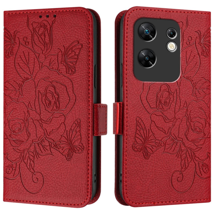 For Infinix Zero 30 4G Embossed Rose RFID Anti-theft Leather Phone Case