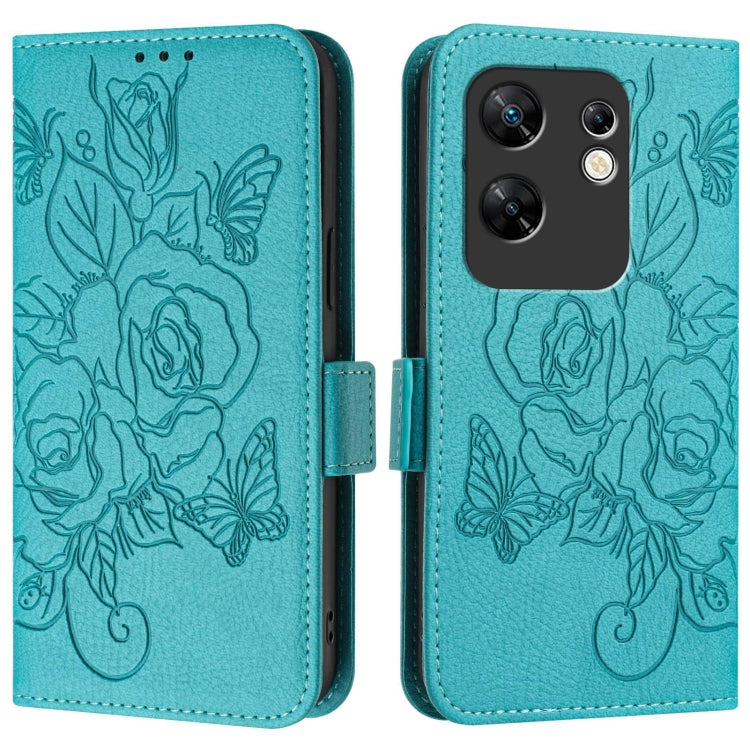 For Infinix Zero 30 4G Embossed Rose RFID Anti-theft Leather Phone Case