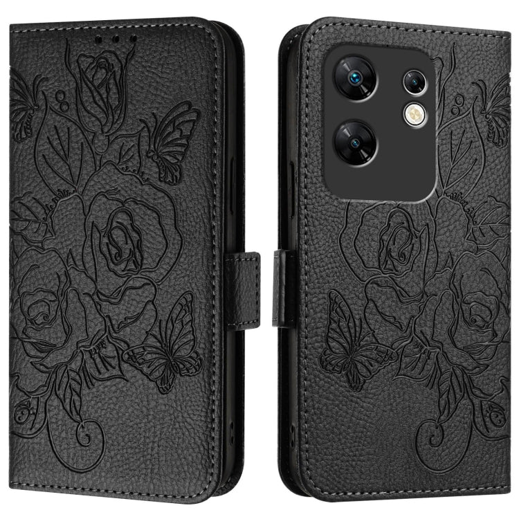 For Infinix Zero 30 4G Embossed Rose RFID Anti-theft Leather Phone Case