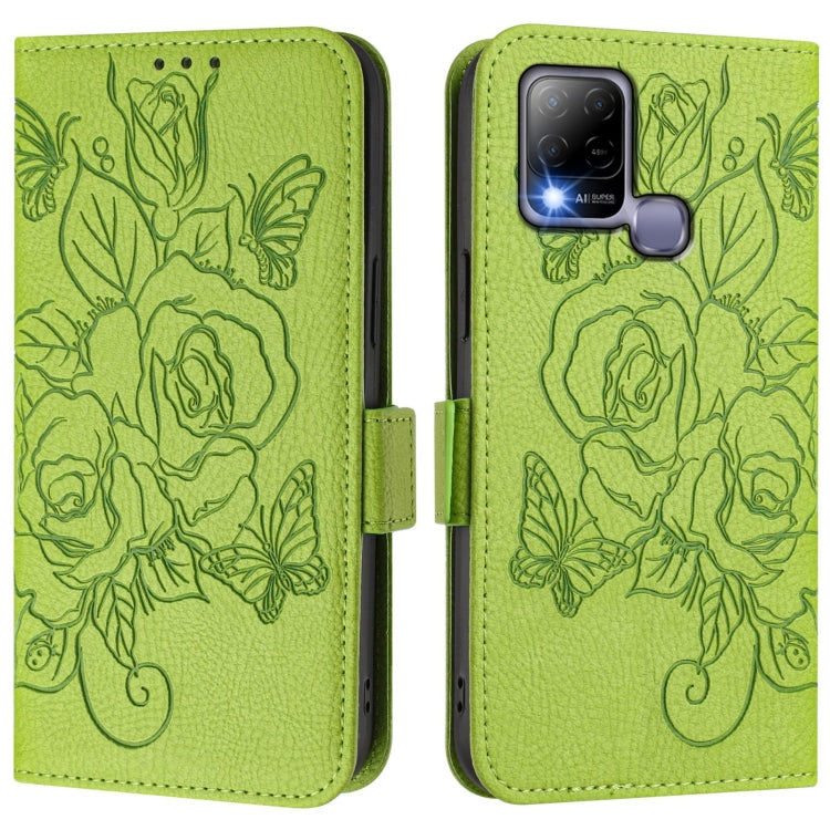 For Infinix Hot 10T / Hot 10s Embossed Rose RFID Anti-theft Leather Phone Case