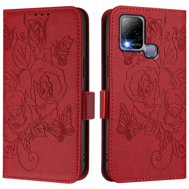 For Infinix Hot 10T / Hot 10s Embossed Rose RFID Anti-theft Leather Phone Case