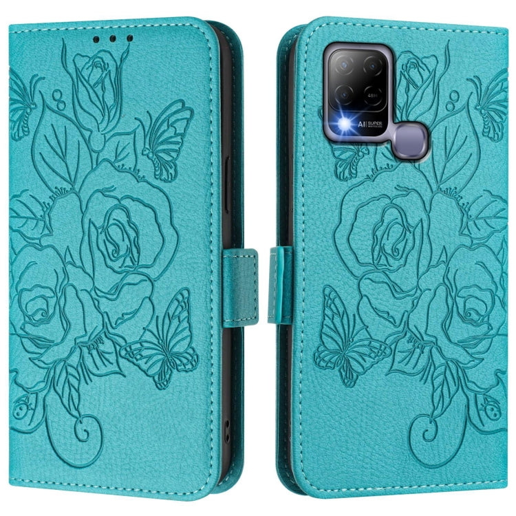 For Infinix Hot 10T / Hot 10s Embossed Rose RFID Anti-theft Leather Phone Case